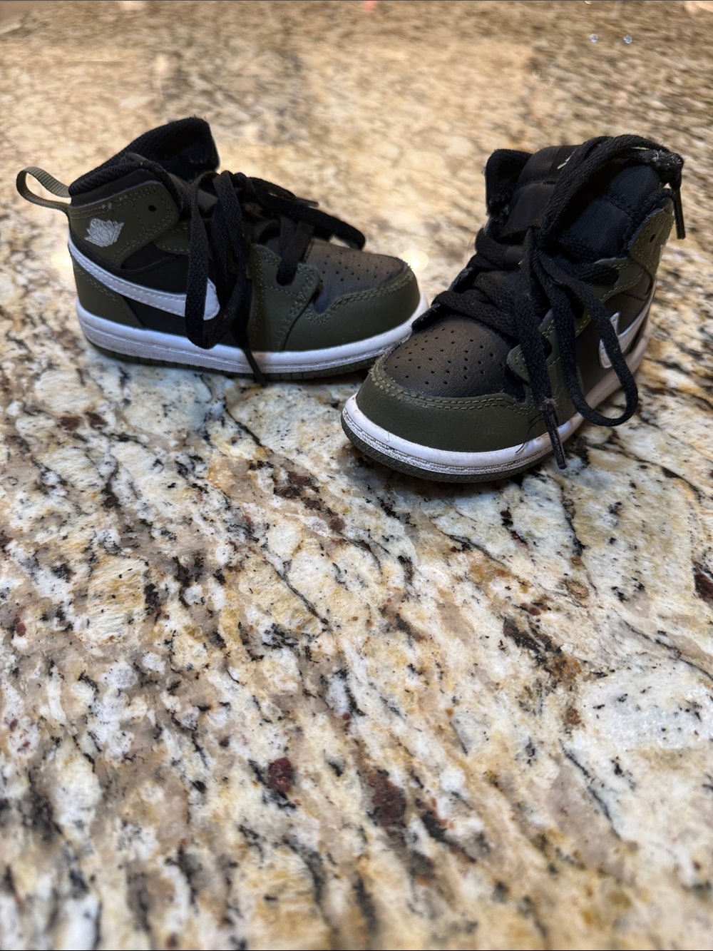 Jordan Kids High-Top Sneakers in Olive Green and Black